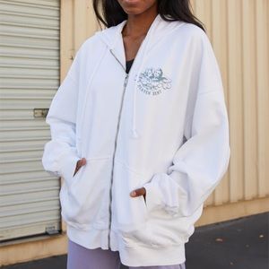 Brandy Melville limited edition white Heaven Sent zip up hoodie (oversized)